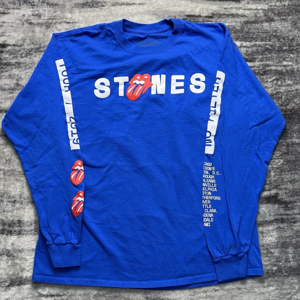 Rolling Stones No Filter Tour 2019 Long Sleeve Tee Men's L Band Shirt Blue
